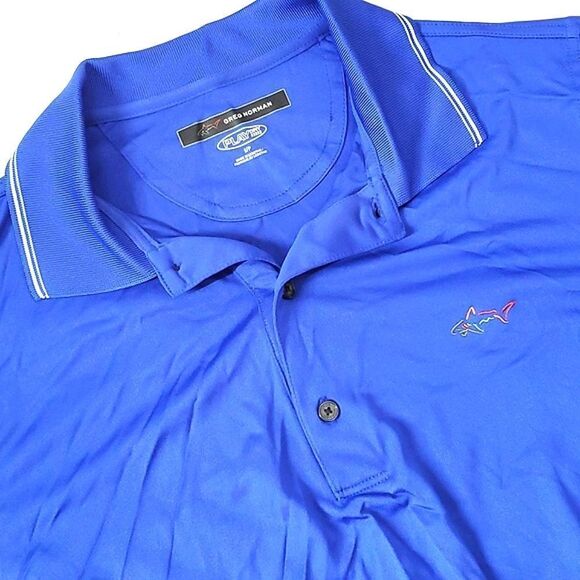 NWOT Greg Norman Freedom Micro Pique Stretch Golf Polo Maritime Blue Size Small - Picture 4 of 11